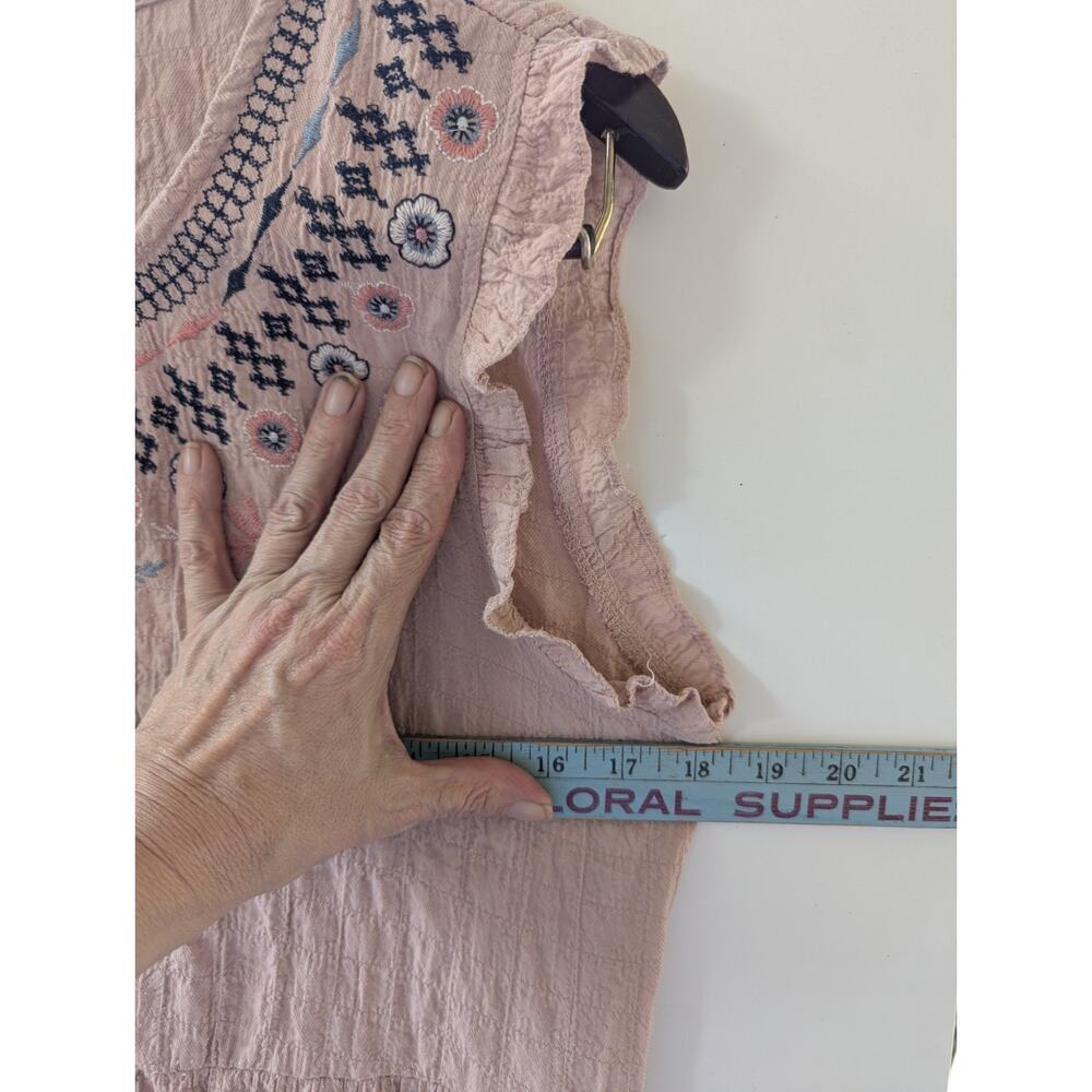 Sonoma Goods For Life Pink Embroidered Tiered Sleeveless Gauze Boho Dress Medium - Picture 3 of 7
